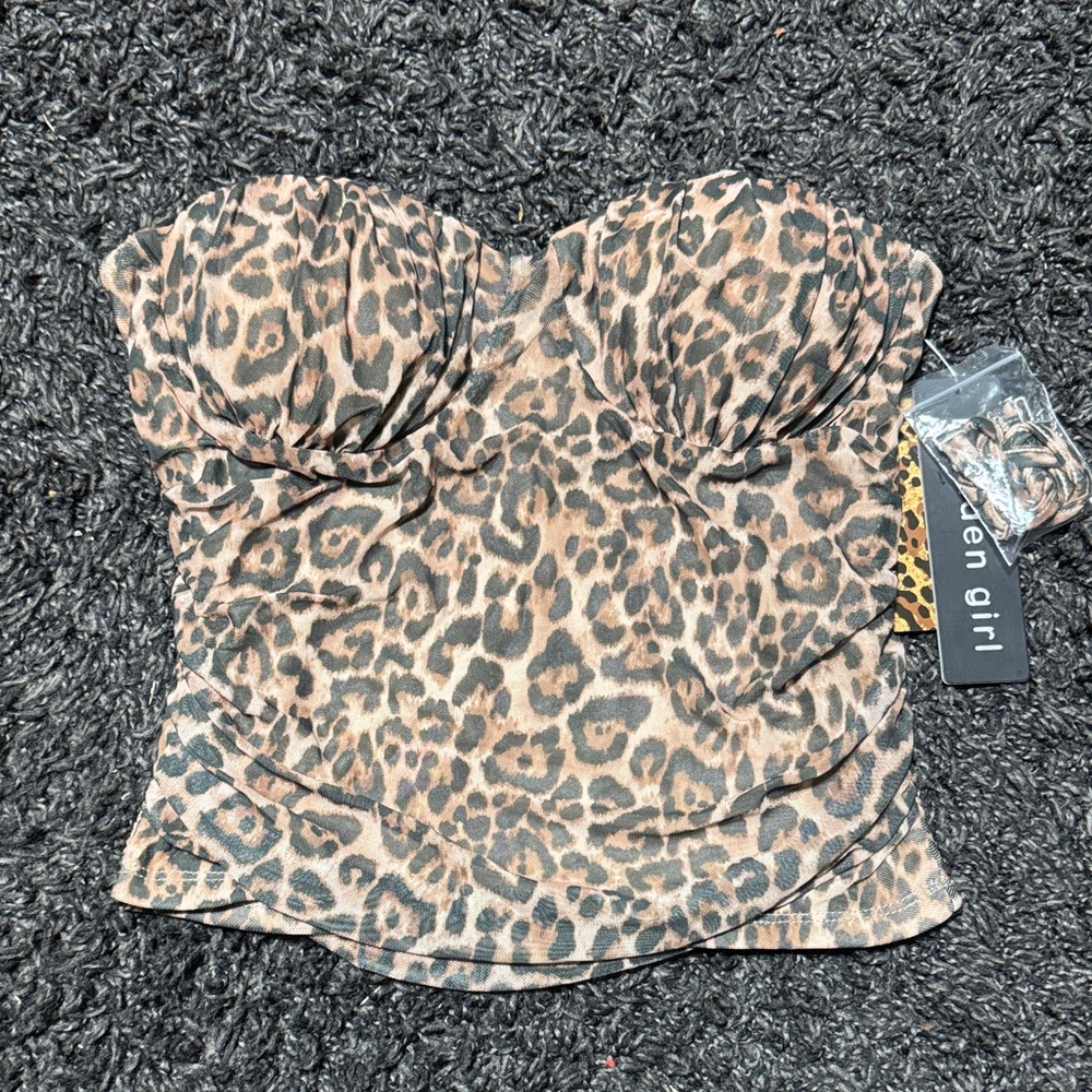 Madden Girl Leopard Print Bustier Top